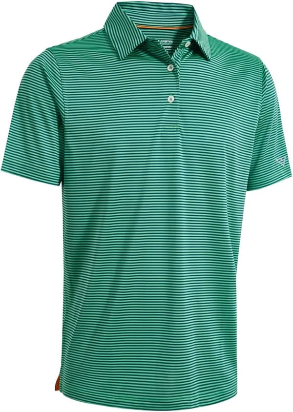 Men's Striped Performance Golf Polo Shirt - Moisture Wicking