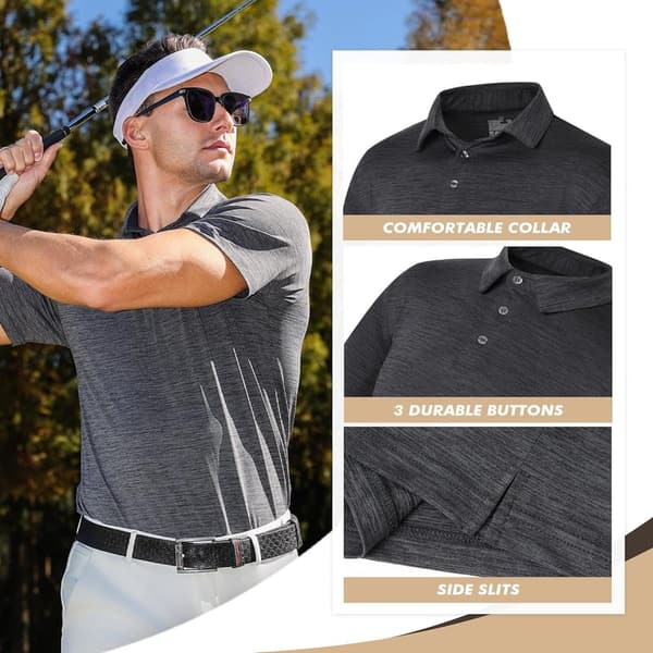 Men's Quick-Dry Black Polo Shirt for Casual or Athletic Wear