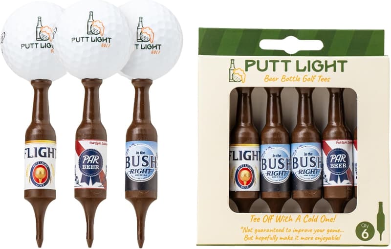 Golf Gift for Men: 6-Pack Unbreakable Beer Bottle Golf Tees