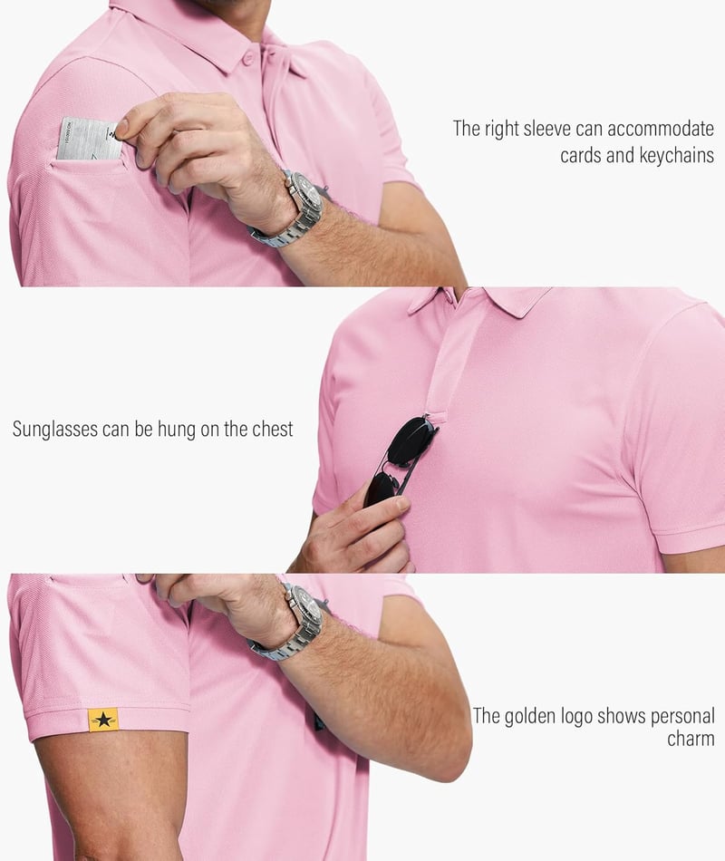 Men's Moisture-Wicking Polo Shirts - 5 Pack for Sports