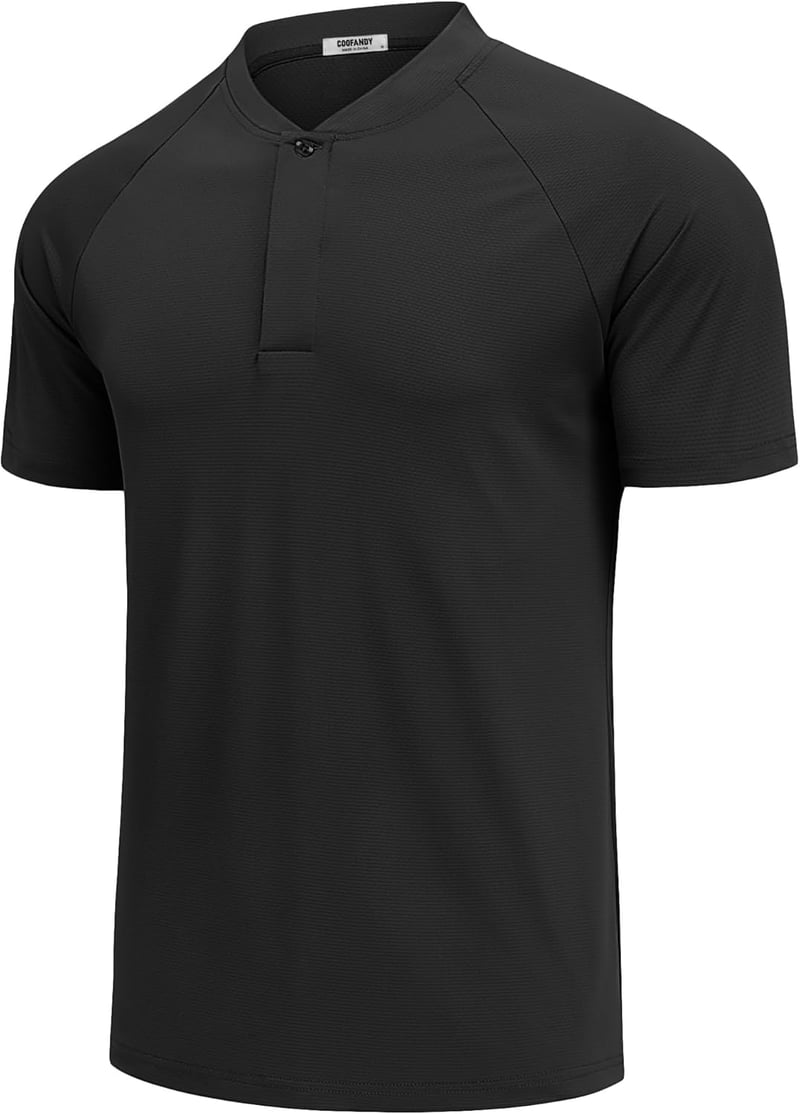 Men's Quick Dry Henley Golf Polo - Active Athletic Shirt