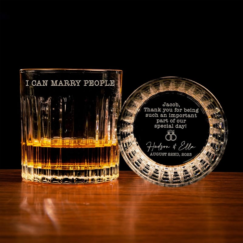Personalized Whiskey Glass for Wedding Officiant Proposal