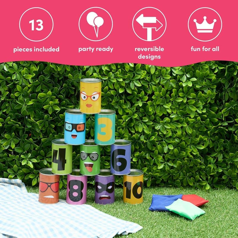 Tin Can Alley Toss Game - 13-Piece Party Fun for Families