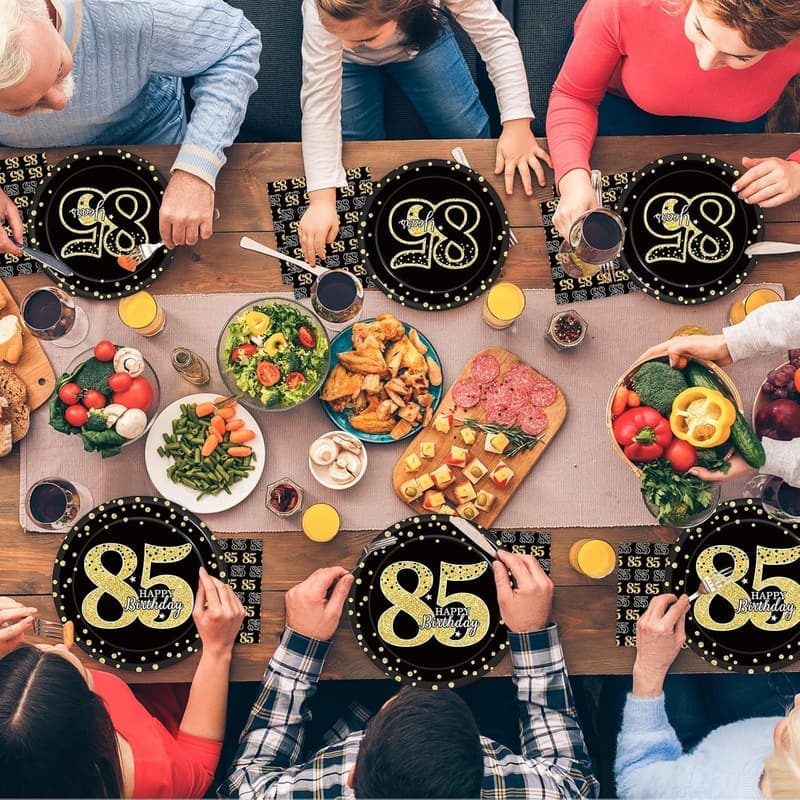 85th Birthday Party Supplies - Tableware & Decorations for 24 Guests