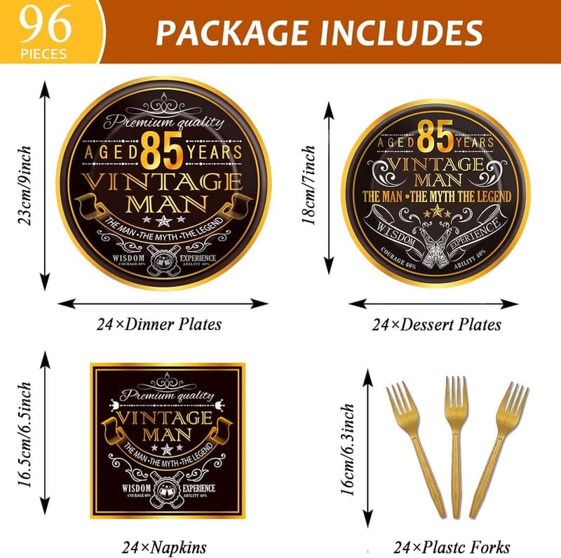 85th Birthday Party Tableware Set for 24 Guests