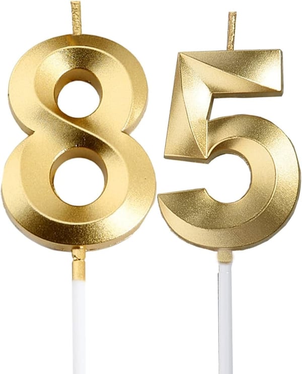 Gold 85th & 58th Birthday Cake Topper Candles