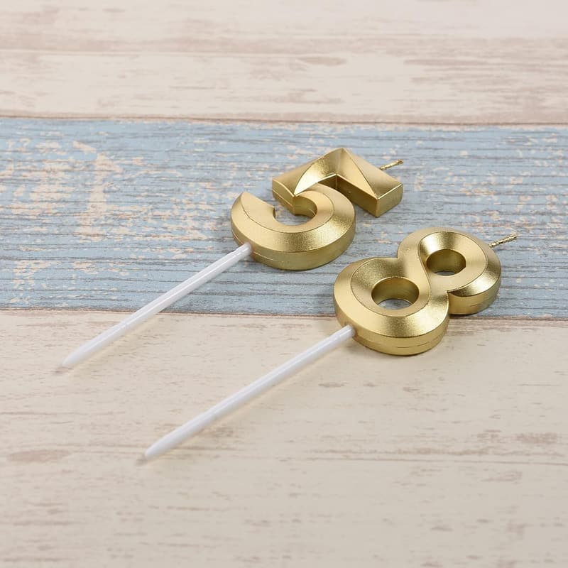 Gold 85th & 58th Birthday Cake Topper Candles