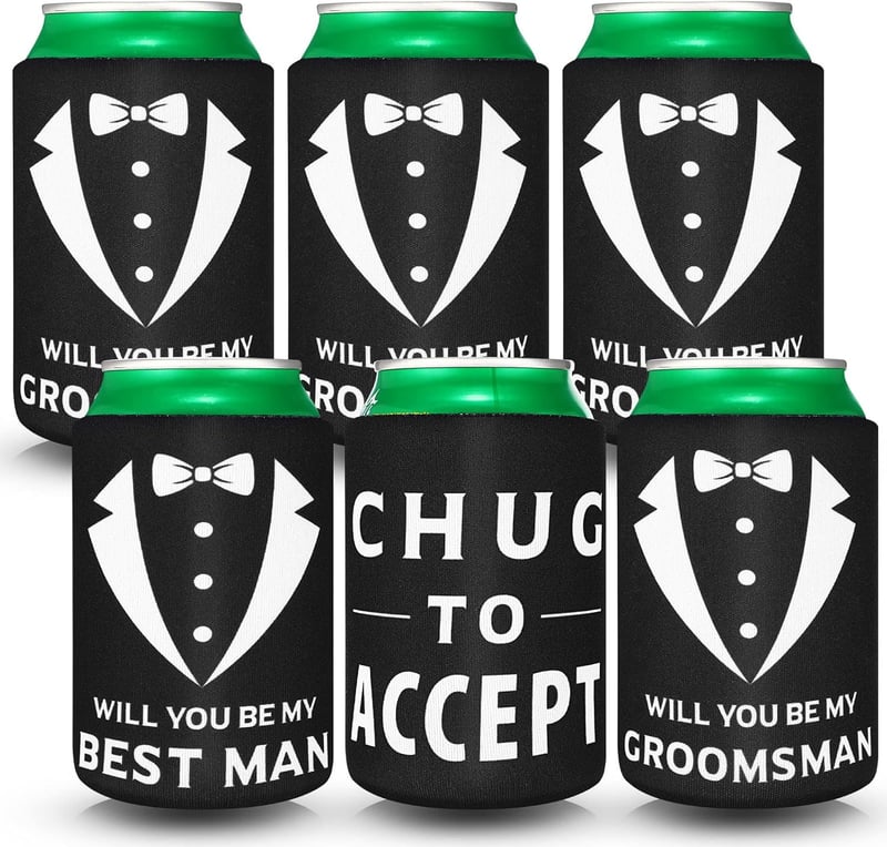 Groomsmen Proposal Can Coolers - 6 Pack Funny Bachelor Gifts