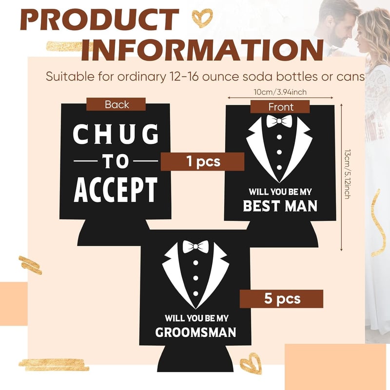 Groomsmen Proposal Can Coolers - 6 Pack Funny Bachelor Gifts