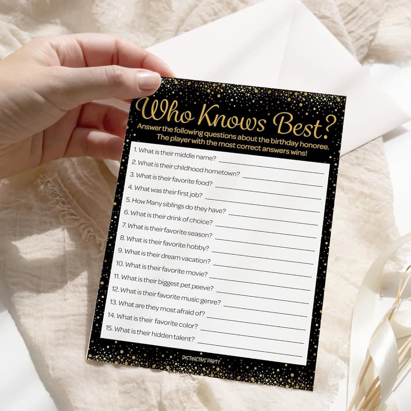 60th Birthday Black and Gold Game Bundle for 20 Guests