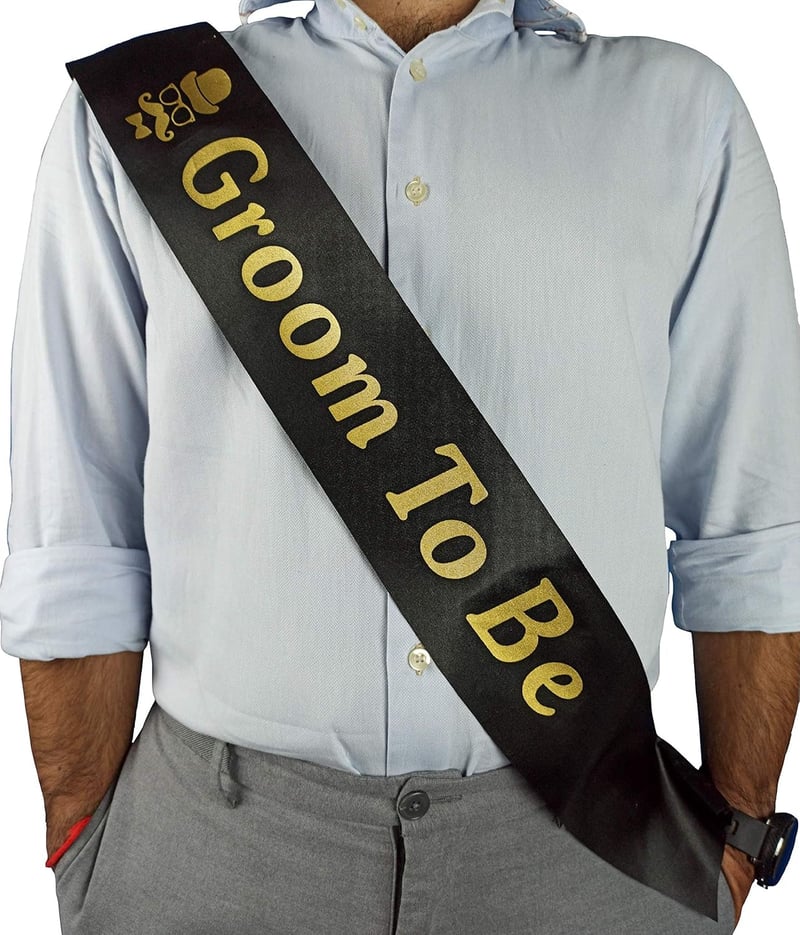 Future Groom Black & Gold Satin Sash for Bachelor Party