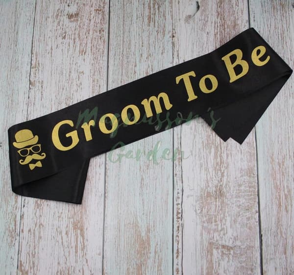 Future Groom Black & Gold Satin Sash for Bachelor Party