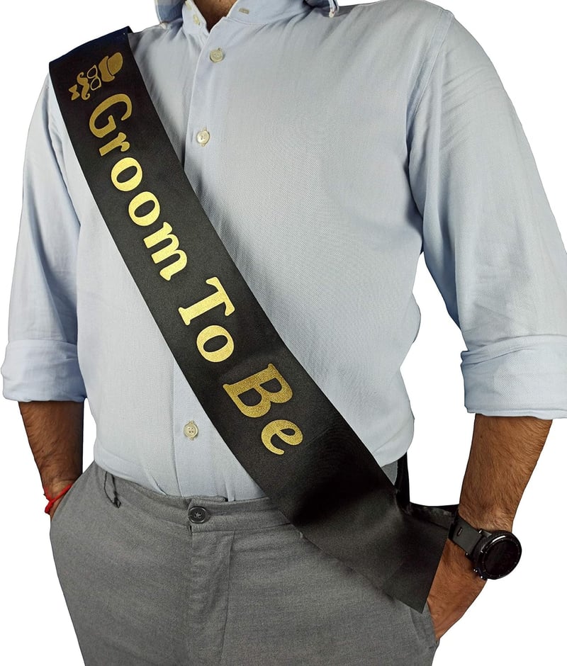 Future Groom Black & Gold Satin Sash for Bachelor Party
