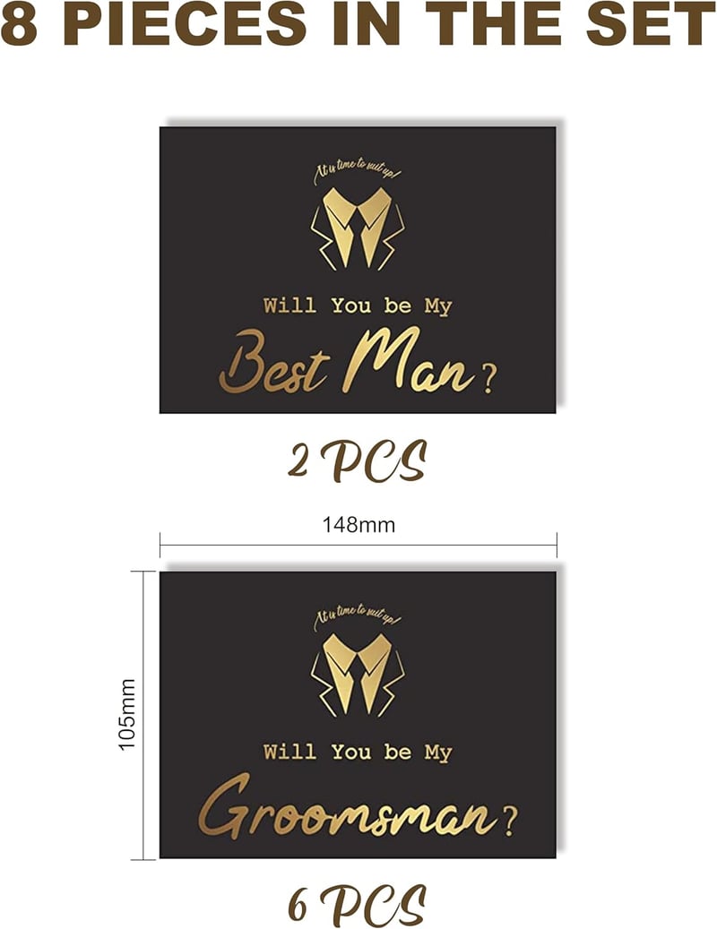 Groomsmen Card Set - 6 Groomsman & 2 Best Man Invitations