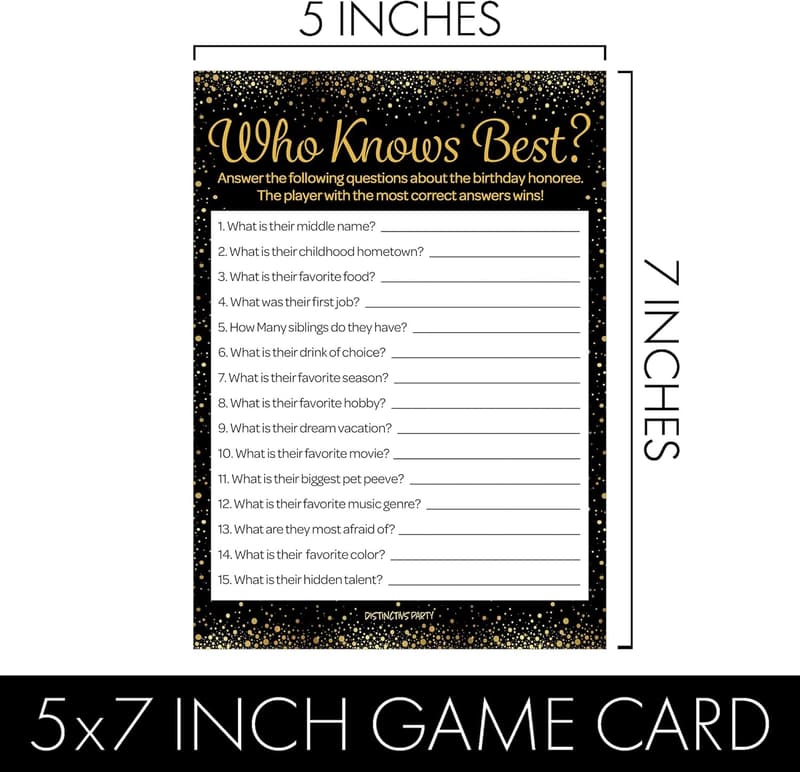70th Birthday Black and Gold Party Game Bundle - Set of 3