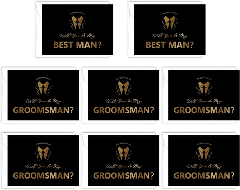 Groomsmen Proposal Cards Set with Envelopes - 8 Pieces