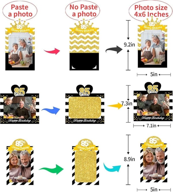 85th Birthday Party Centerpiece Sticks - Black Gold - 15 Pcs