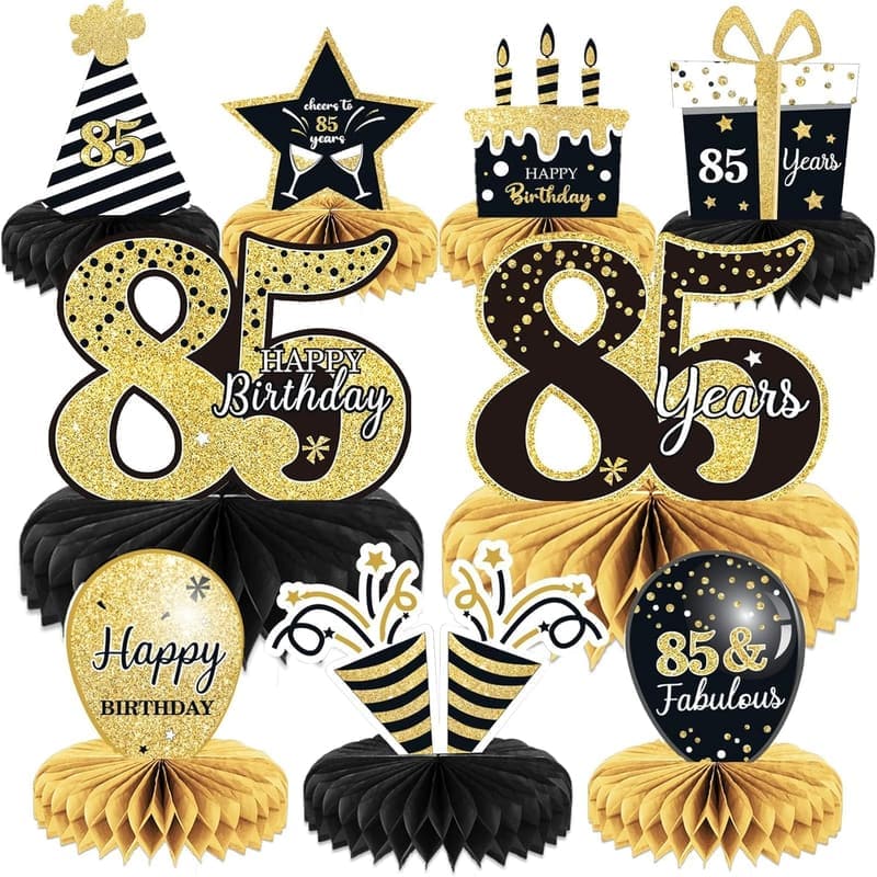 85th Birthday Table Decorations - 9-Piece Honeycomb Set