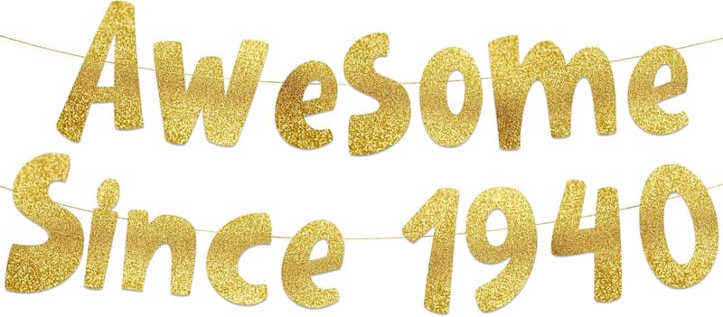 85th Birthday Gold Glitter Banner Decoration