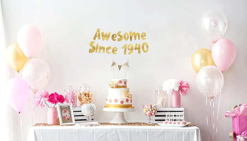 85th Birthday Gold Glitter Banner Decoration