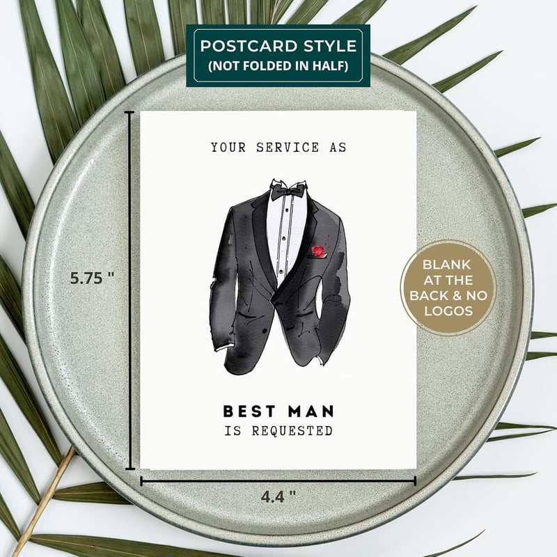 Groomsmen Proposal Card Set – 6 Black & White Invitations