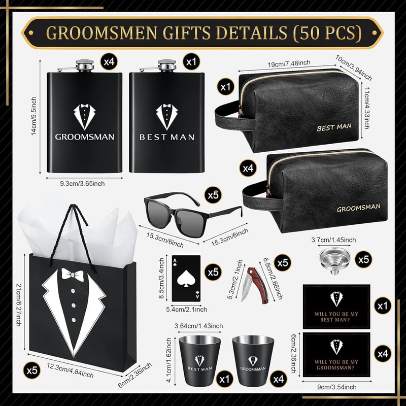 Groomsmen Proposal Box with Shot Glasses & Accessories