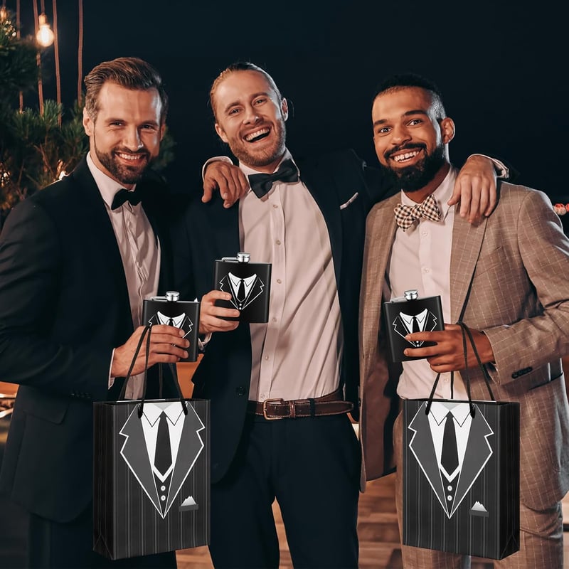 Groomsmen Gift Set: 48 Pcs Stainless Steel Flasks & Accessories