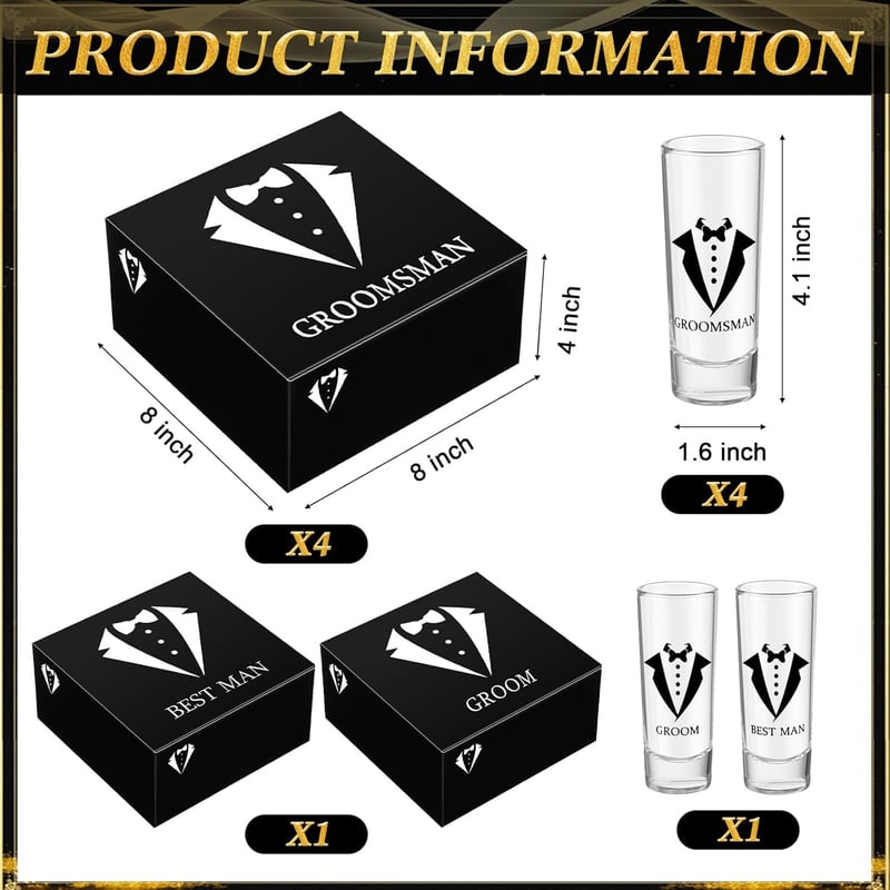 Groomsmen Proposal Gift Set with Shot Glasses & Accessories