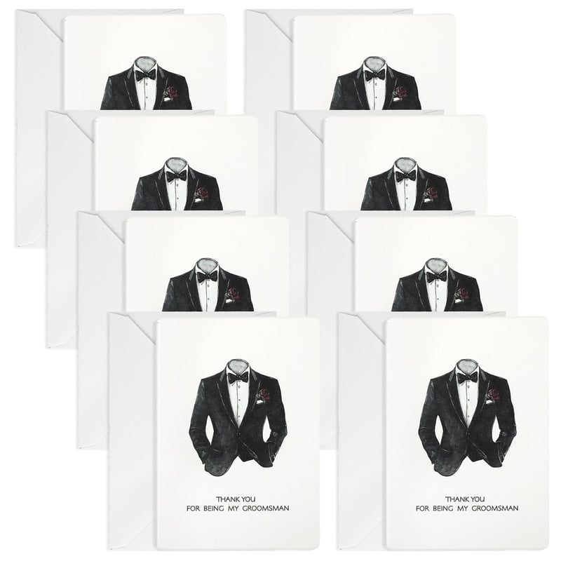 Wedding Thank You Cards Set for Groomsmen & Bridesmaids