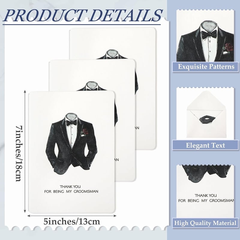 Wedding Thank You Cards Set for Groomsmen & Bridesmaids