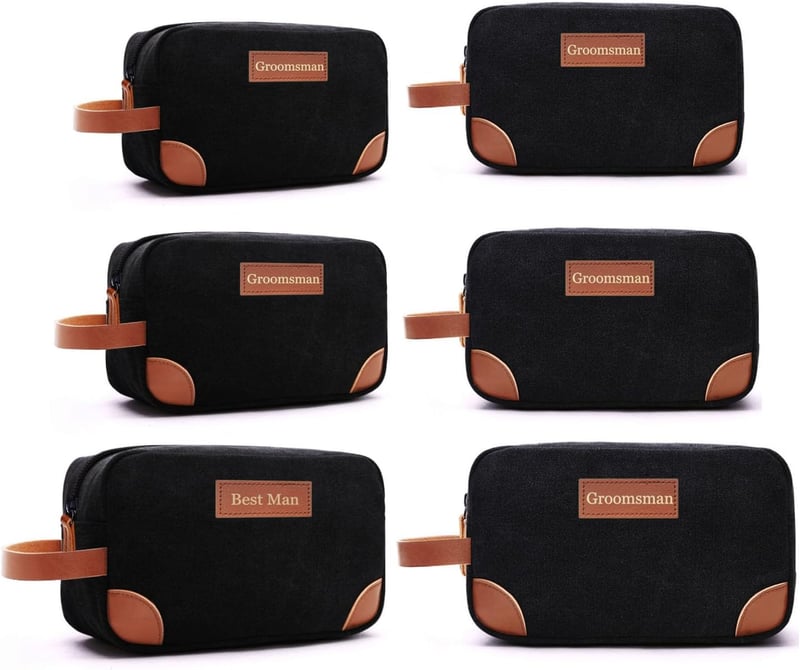 Groomsman Proposal Toiletry Bags Set of 6, Black