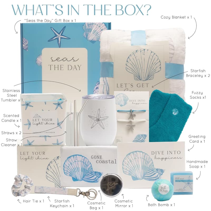 Ocean-Themed Self-Care Gift Box for Women - 15-Piece Set