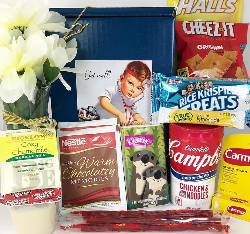 Get Well Gift Box Basket - Care Package for Illness