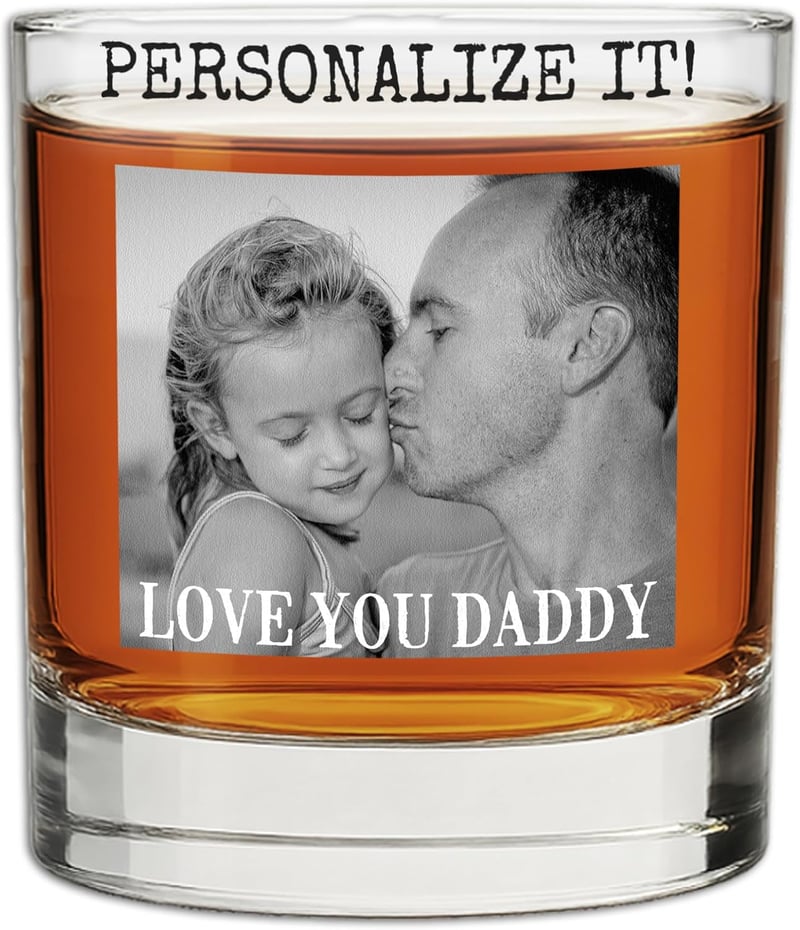 Personalized Father's Day Photo Whiskey Glass - Custom 11oz Gift