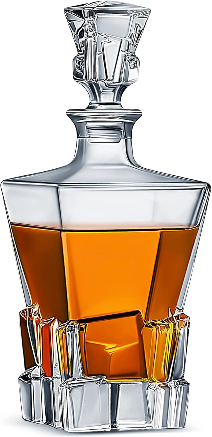 Premium 29 oz Whiskey Decanter with Glass Stopper for Men