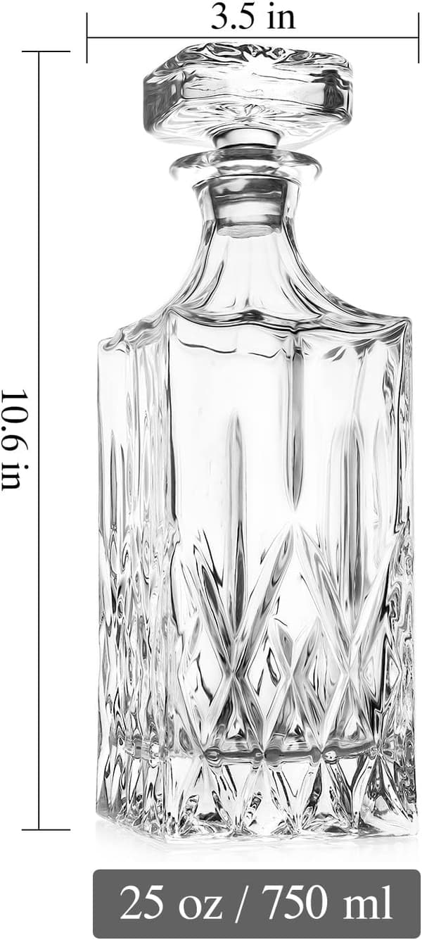 Lead-Free Crystal Whiskey Decanter with Glass Stopper, 25 oz