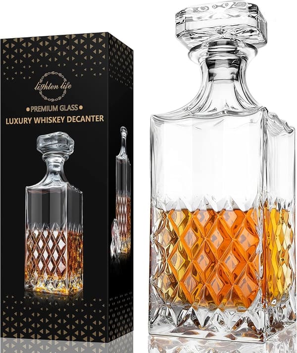29oz Crystal Whiskey Decanter with Stopper - Gift Boxed