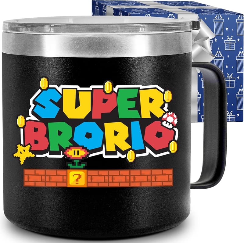 Funny Gamer-Inspired Insulated Coffee Mug for Brothers