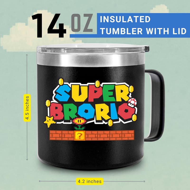 Funny Gamer-Inspired Insulated Coffee Mug for Brothers