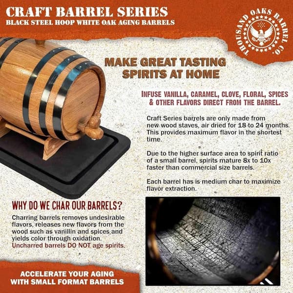 1L Mini Oak Aging Barrel with Stand for Home Distillers