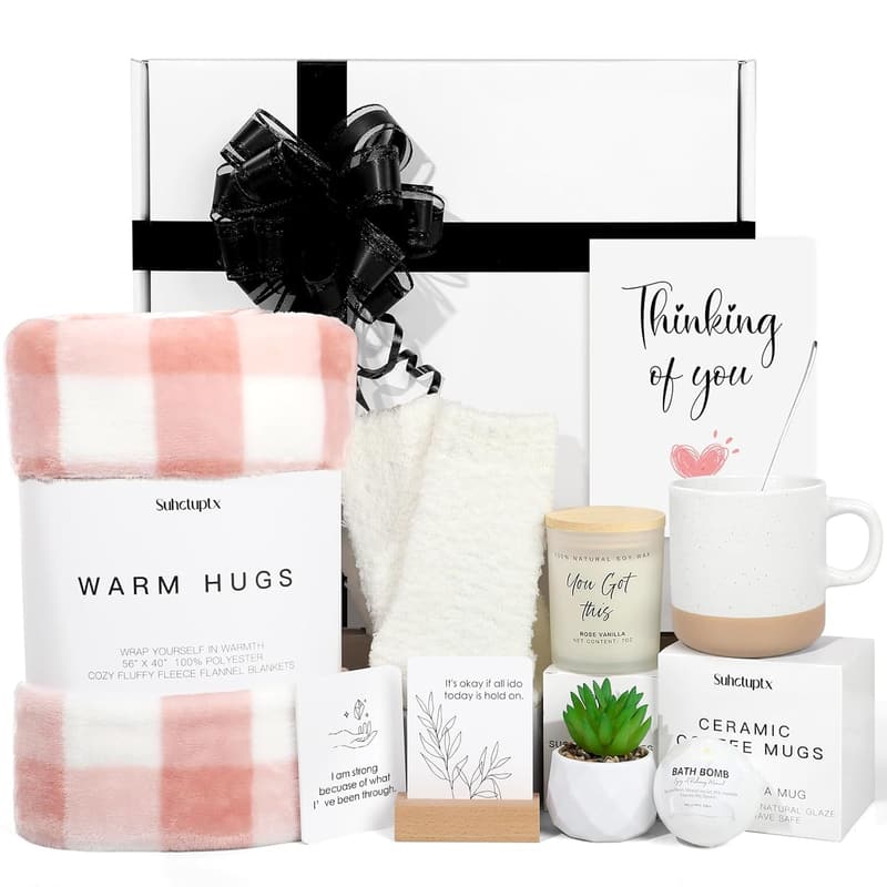 Get Well Soon Gift Basket for Women with Throw Blanket