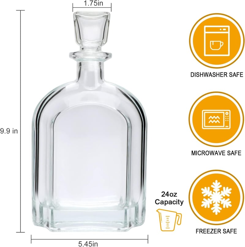 Airtight Whiskey Decanter Set with Geometric Stopper (2 Pack)