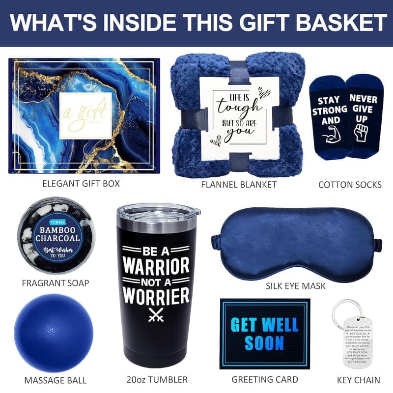Get Well Soon Gift Basket for Men - Chemo Care Package