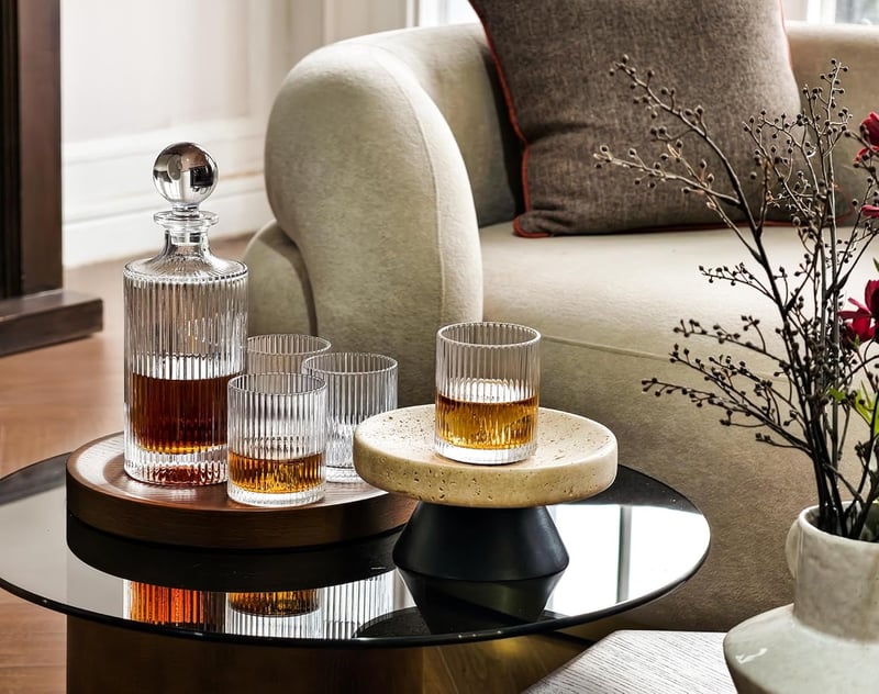 Irish Crystal Whiskey Decanter Set with 4 Glasses for Men
