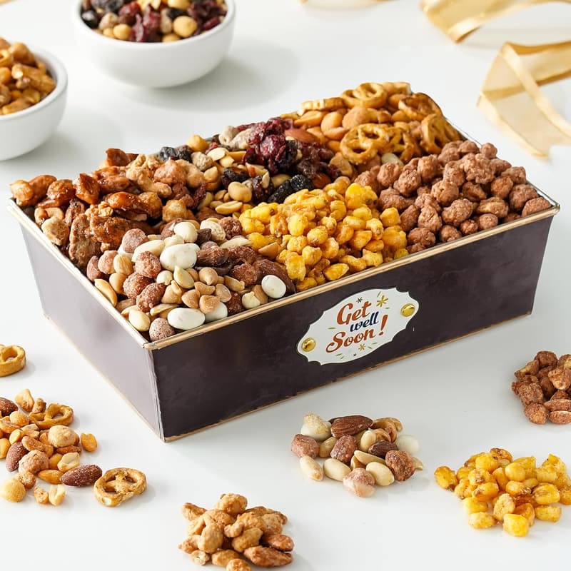Get Well Soon Nut Gift Basket – Assorted Gourmet Snacks