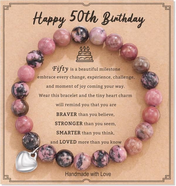 Heart Bracelet Gift for Teen Women – Natural Stone, Birthday