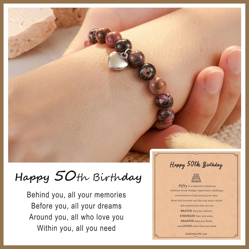 Heart Bracelet Gift for Teen Women – Natural Stone, Birthday