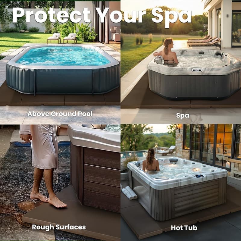 6-Pack 8ft x 8ft Hot Tub Spa Placement Pad