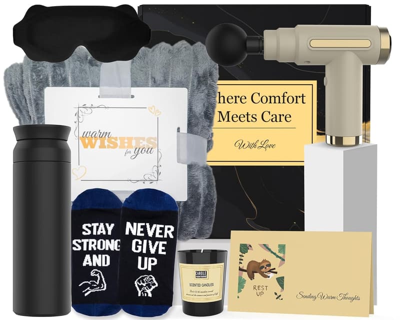 Get Well Soon Gift Basket for Men with Massage Gun