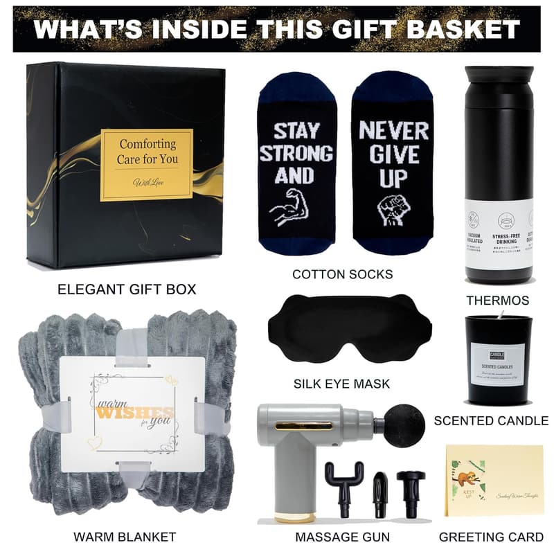 Get Well Soon Gift Basket for Men with Massage Gun